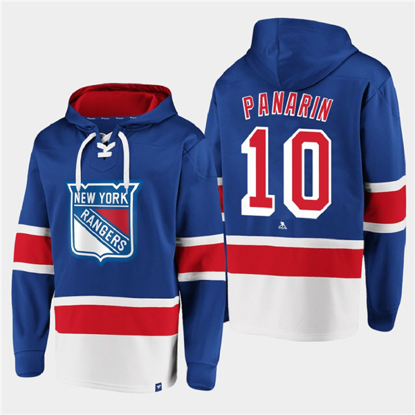 Men's New York Rangers #10 Artemi Panarin Royal All Stitched Sweatshirt Hoodie